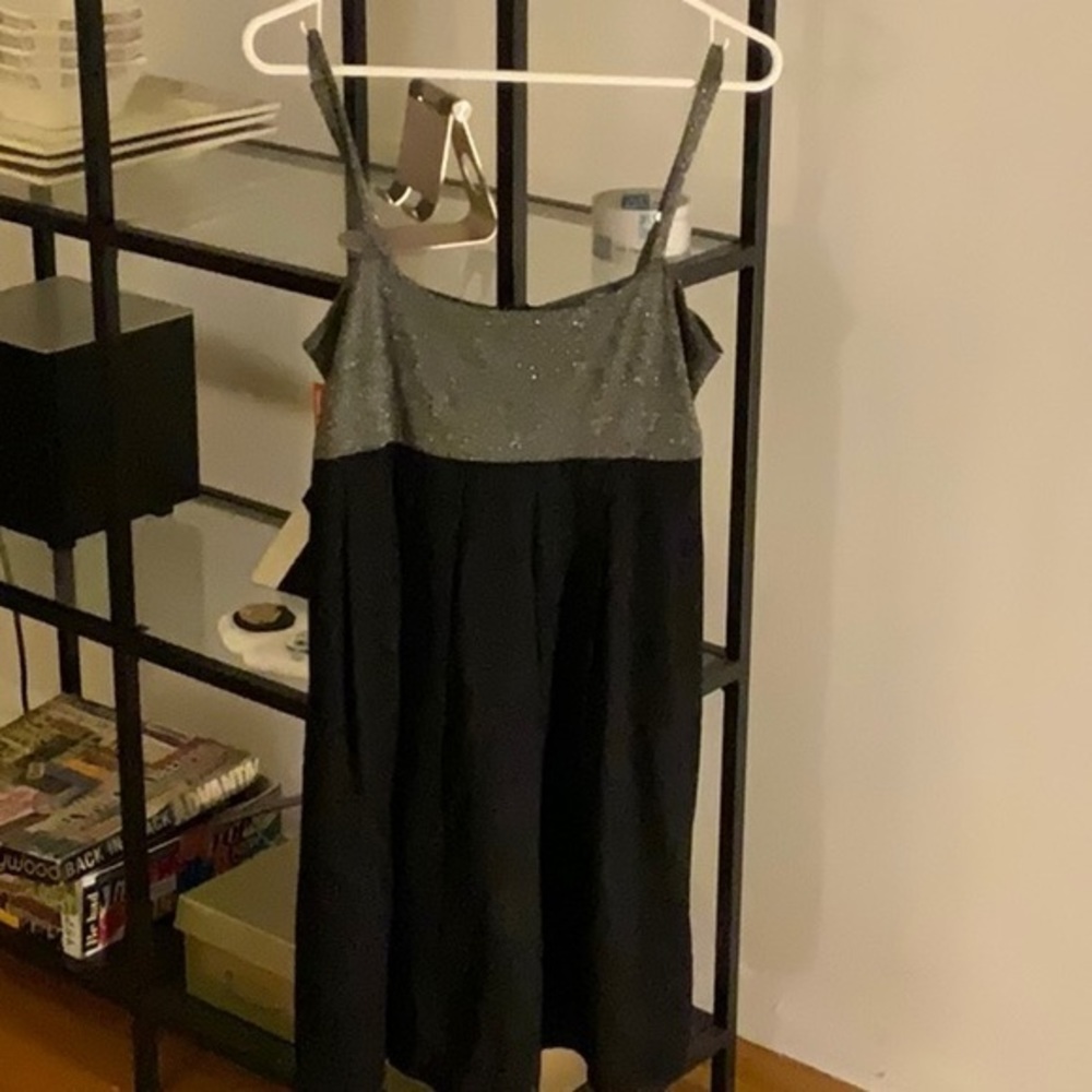 Roxanne Heptner Black and Silver Short Dress with Adjustible Straps and Bow